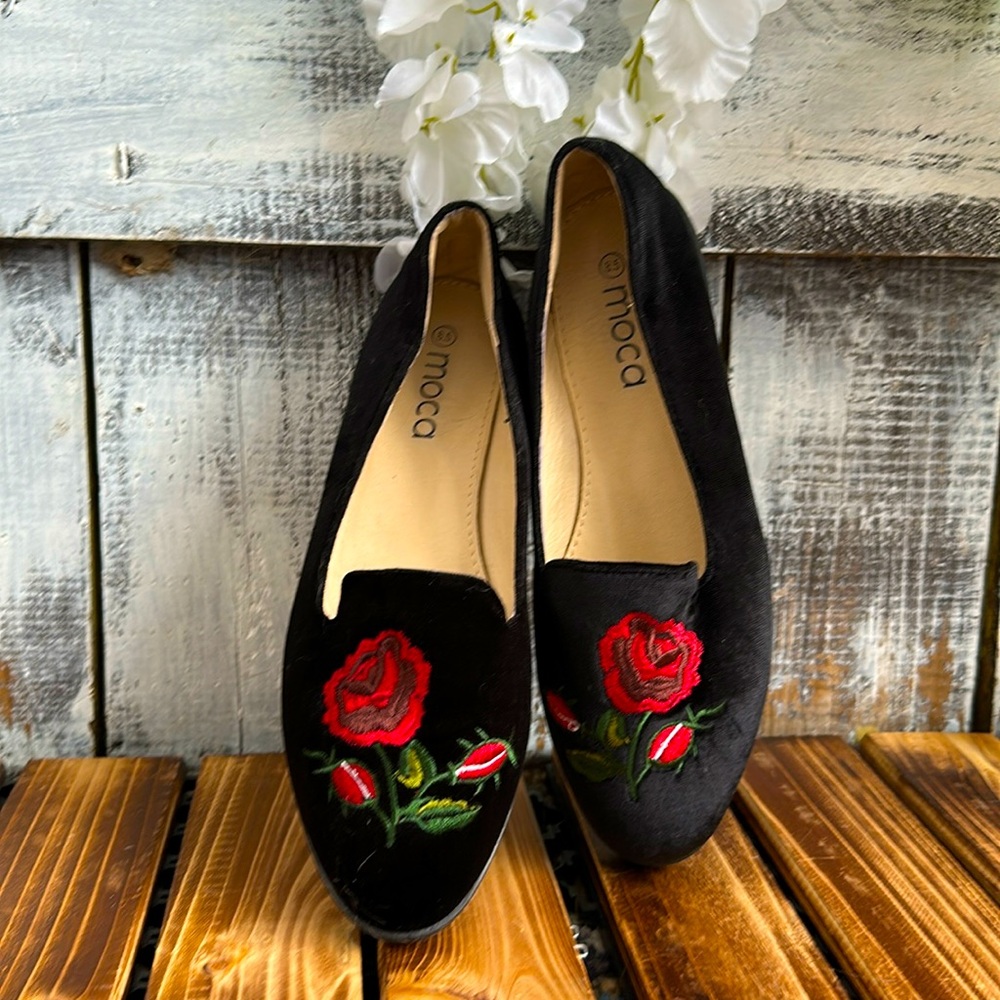 Velvet loafers.